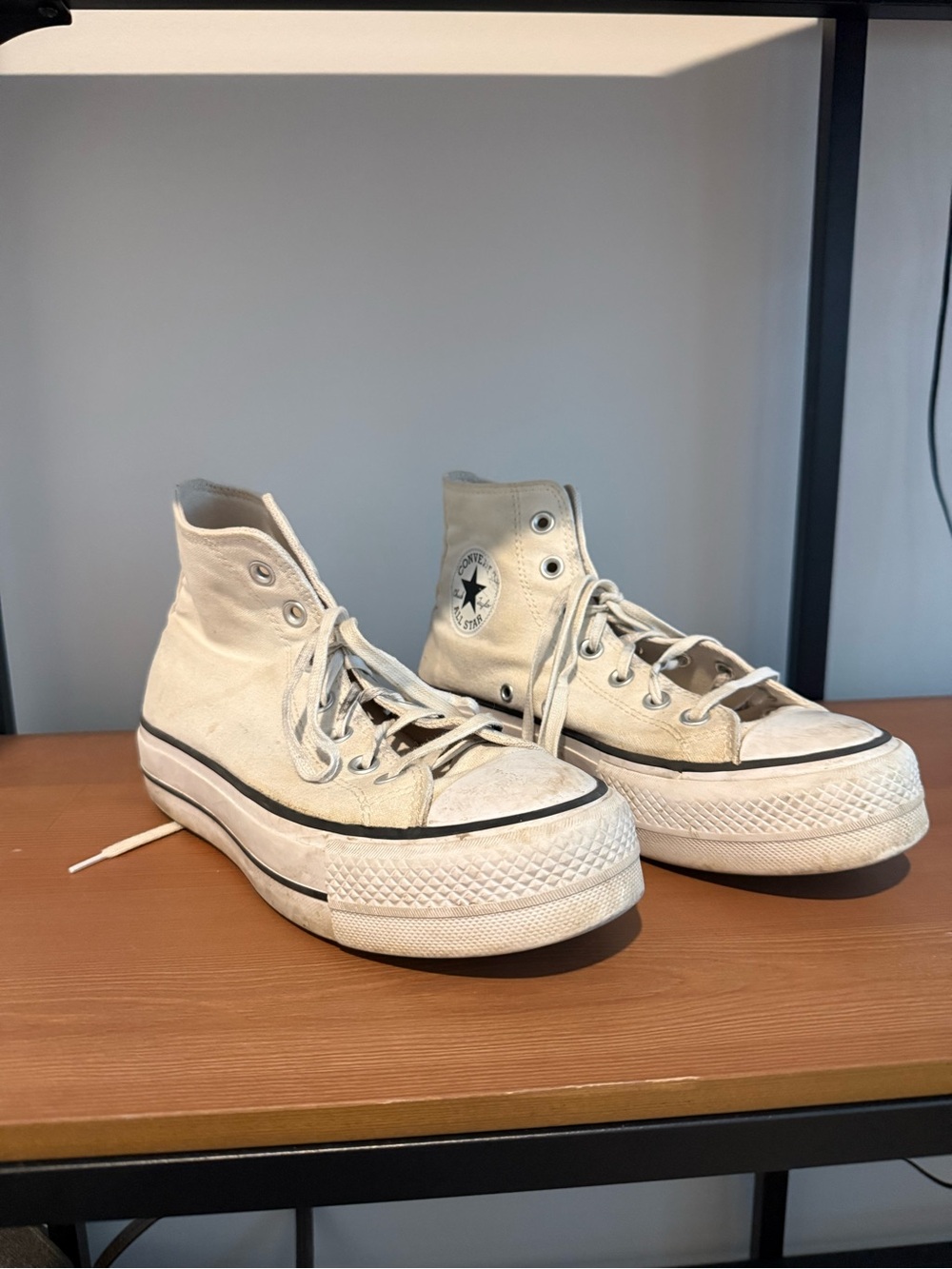 Converse White High Top Platform Sneakers